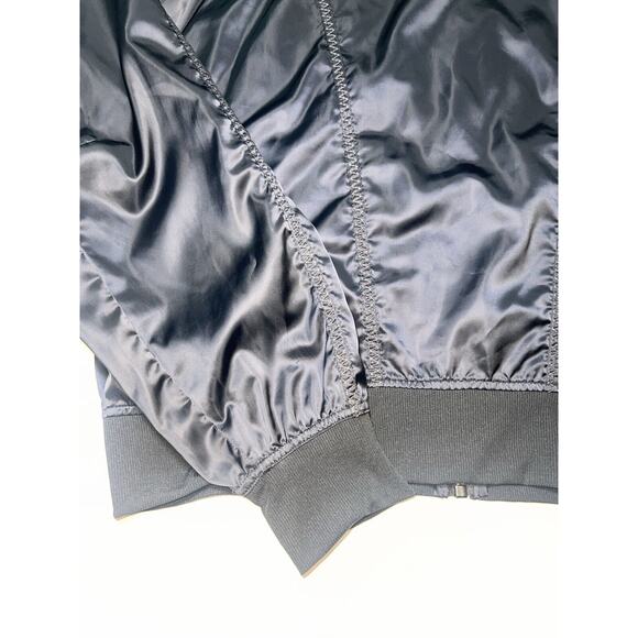 Fabletics x Demi Lovato Bomber Jacket Size Large Black Satin Tori Woven Active - Picture 15 of 16